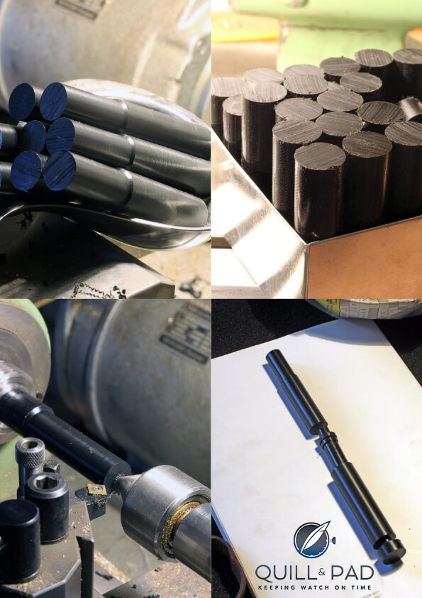 Stages in the making of a fountain pen
