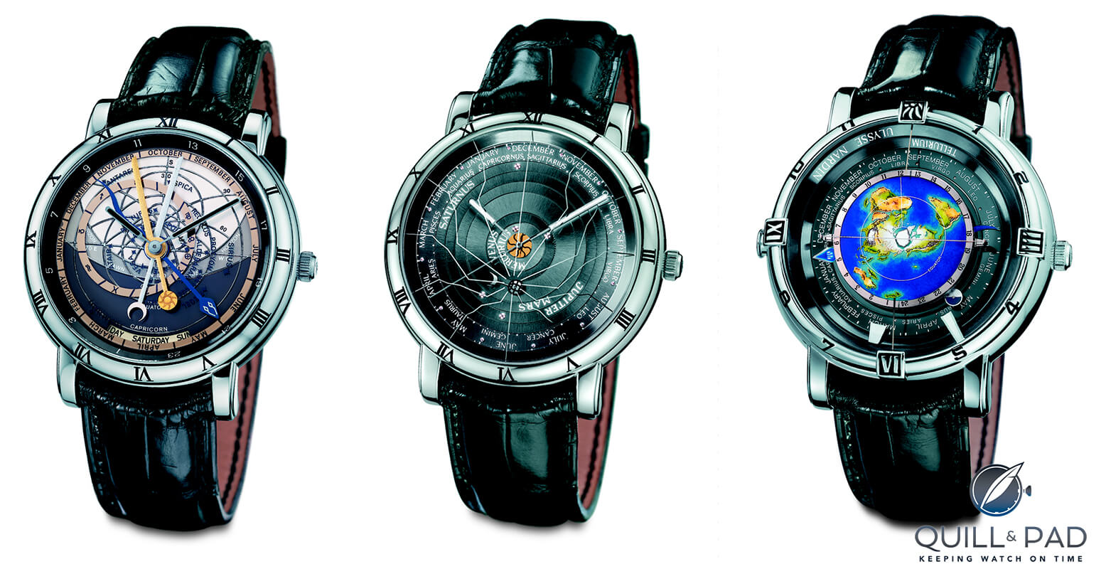 Ulysse Nardin Trilogy of Time. L-R: Astrolabium Galileo Galilei, Planetarium Copernicus, Tellurium Johannes Kepler