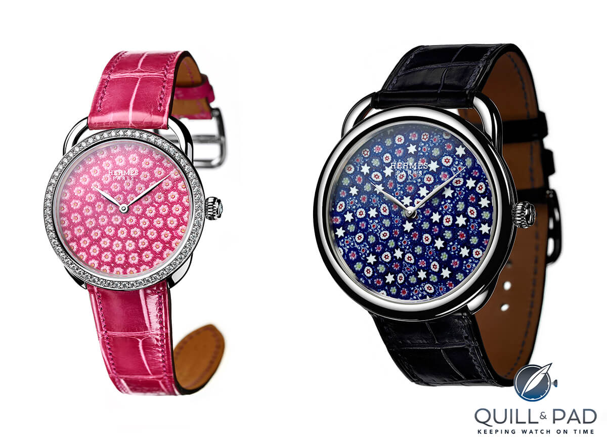 Hermès Arceau Millefiori 34 mm (left) and 41 mm (right)