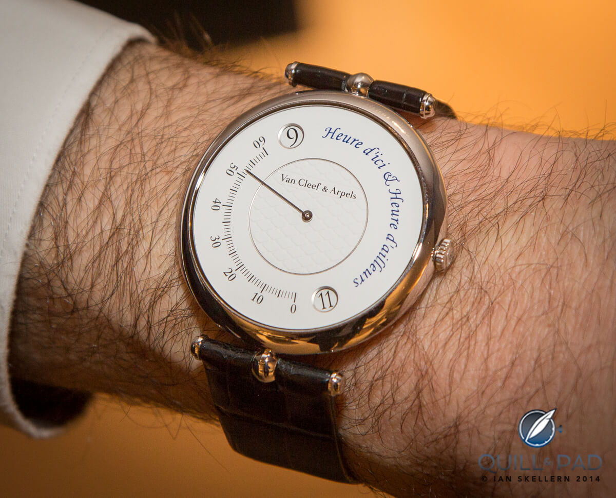 Van Cleef & Arpels Heure d’ici & Heure d’ailleurs on the wrist