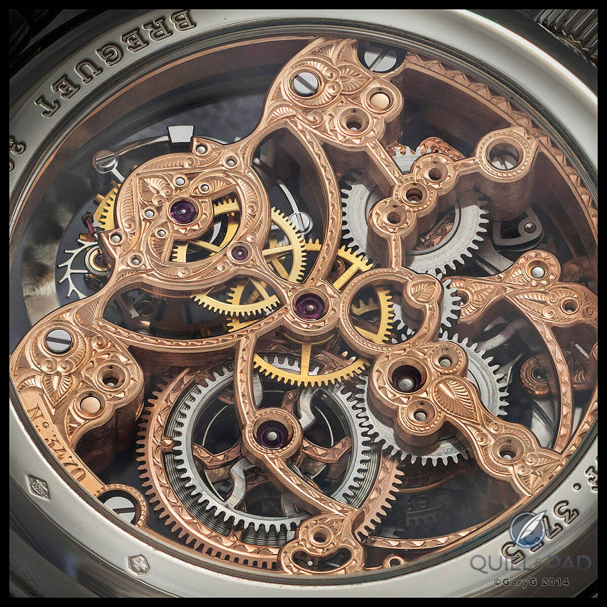 Skeletonized Breguet perpetual calendar tourbillon movement