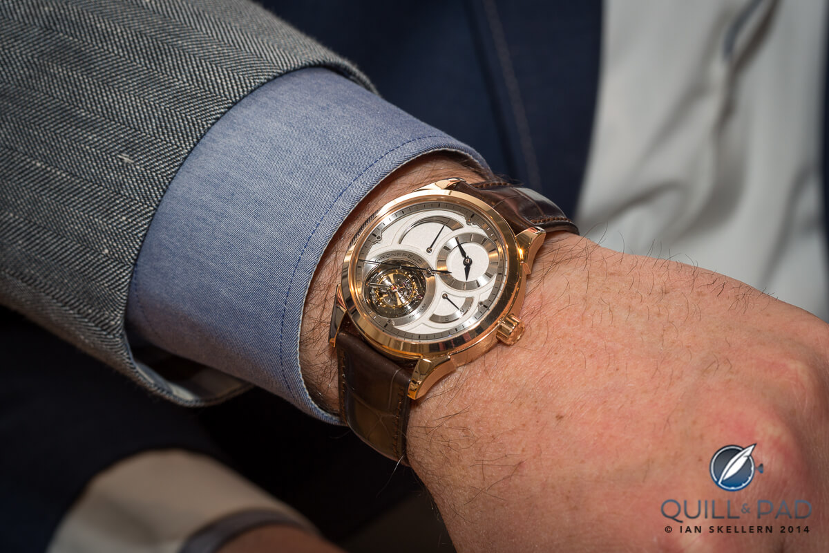 Wrist shot of the Gronefeld Parallax Tourbillon RG