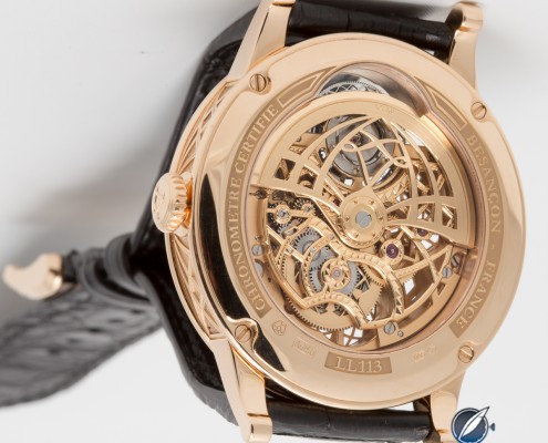 L.Leroy_Osmior_tourbillon_automatic regulator_skeleton_0153 Through the display back of the L.Leroy Osmior Tourbillon automatic regulator skeleton