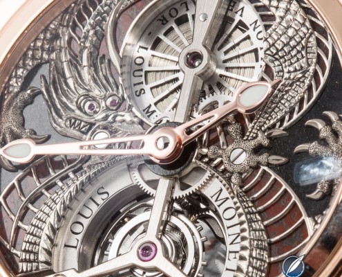 Louis_Moinet_Dragon_Tourbillon_0306 Close up of the engraved dial of the Louis Moinet Dragon Tourbillon