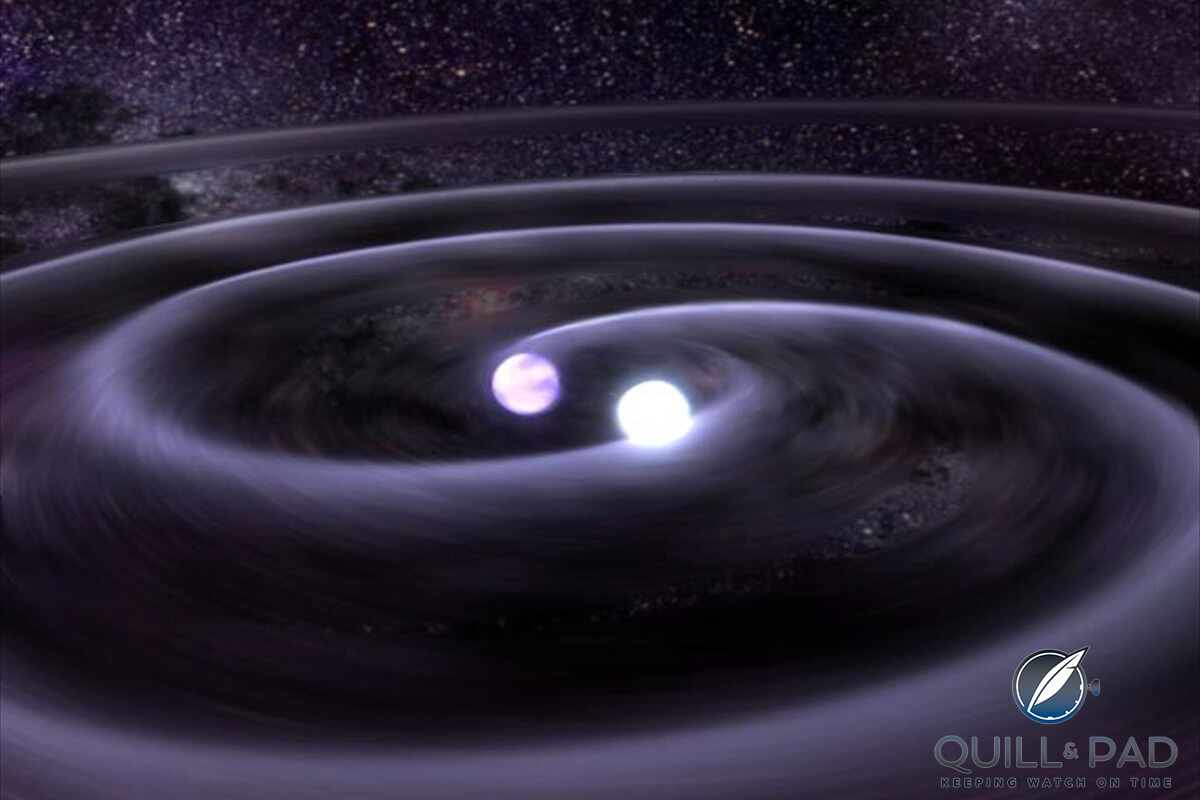 Two neutron stars spiraling in towards each other