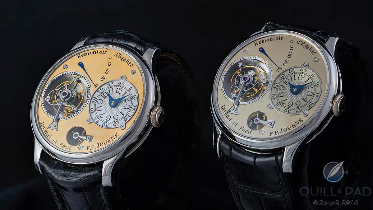 F.P. Journe Tourbillon Souverains with remontoir d’égalité. Slightly earlier model on left