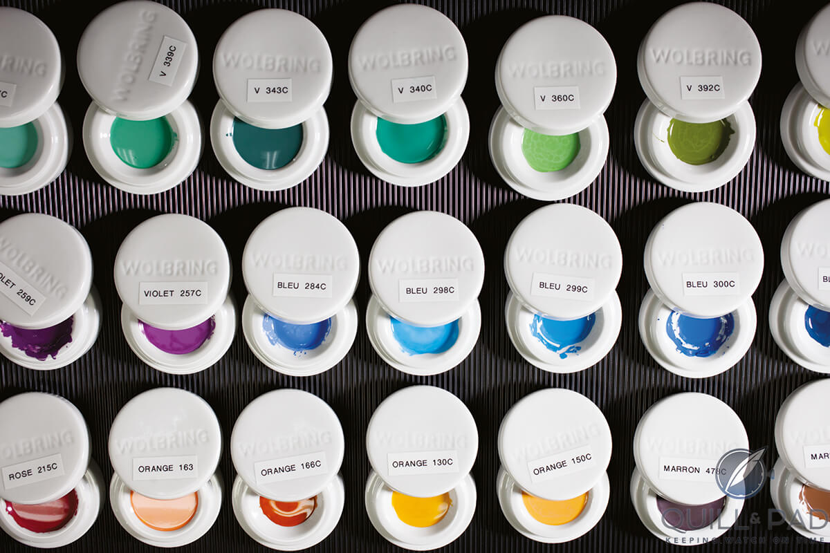 Colored enamel used to paint the dials of the Louis Vuitton Escale Worldtime