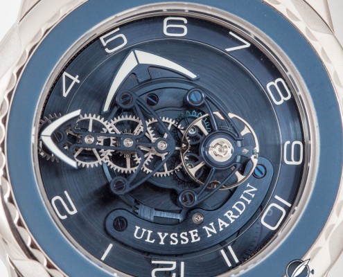 Ulysse-Nardin_Freak-Blue-Cruiser_dial_7740 Close up of the dial of the Ulysse Nardin Freak Blue Cruiser