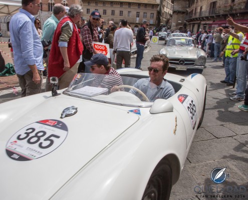 Wim_driving_for_Team_Roland_Iten_Porsche_Spider_1847 Team Roland Iten's Wim and Achile van Gierdegom driving a 1955 Porsche 550 Spyder RS in the 2014 Mille Miglia