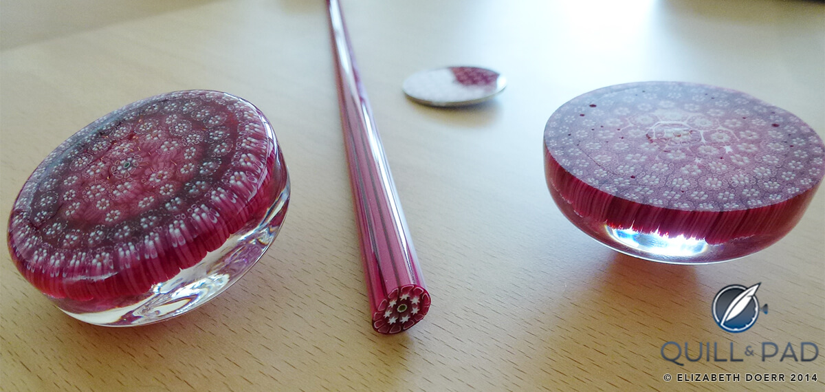 Various stages in a Millefiori crystal