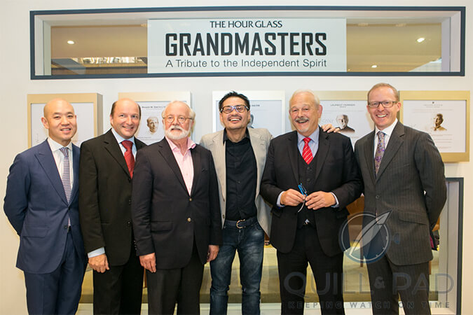 Horogasm Tan with Michael Tay of the Hour Glass and independent watchmakers Kari Voutilainen, Laurent Ferrier, Philippe Dufour, and Roger Smith. Photo courtesy www.LaurentFerrier.ch