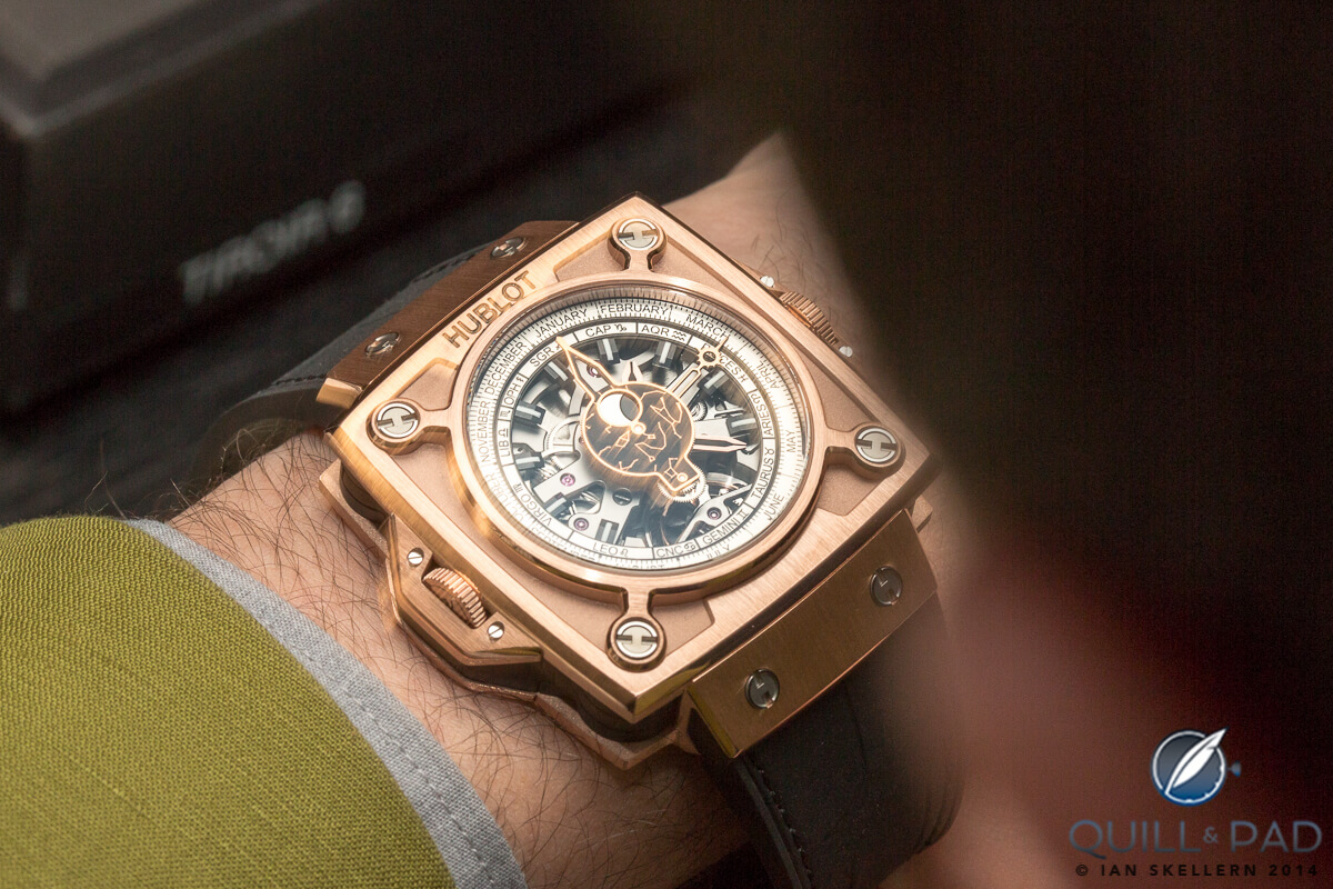 The Hublot Antikythera Sunmoon on the author's wrist