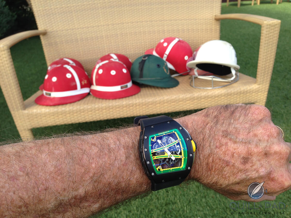 Your author's wrist candy at the Saint Tropez Polo Club, a Richard Mille Yohan Blake RM038