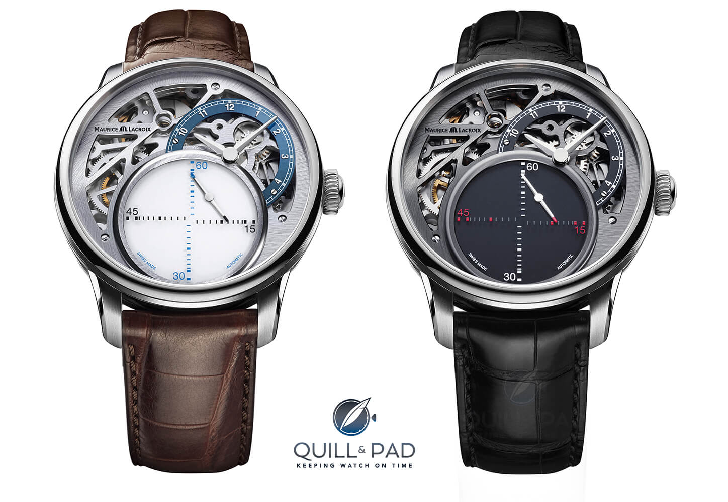 Maurice Lacroix Masterpiece Mysterious Seconds available in white and black dial versions