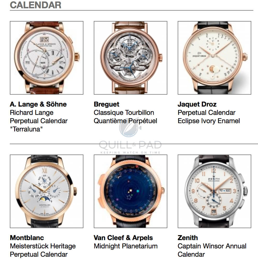 The pre-selected calendar watches in the 2014 Grand Prix d’Horlogerie de Genève