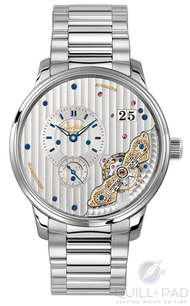 Glashütte Original PanoMaticInverse in stainless steel with matching steel bracelet