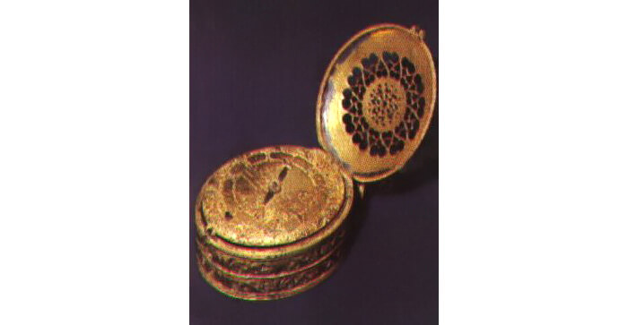 An antique clock-watch made in the 16th century by Peter Henlein of Nürnberg, Germany; this is believed to be the oldest clock-watch in existence (photo courtesy Peter R. Suter)