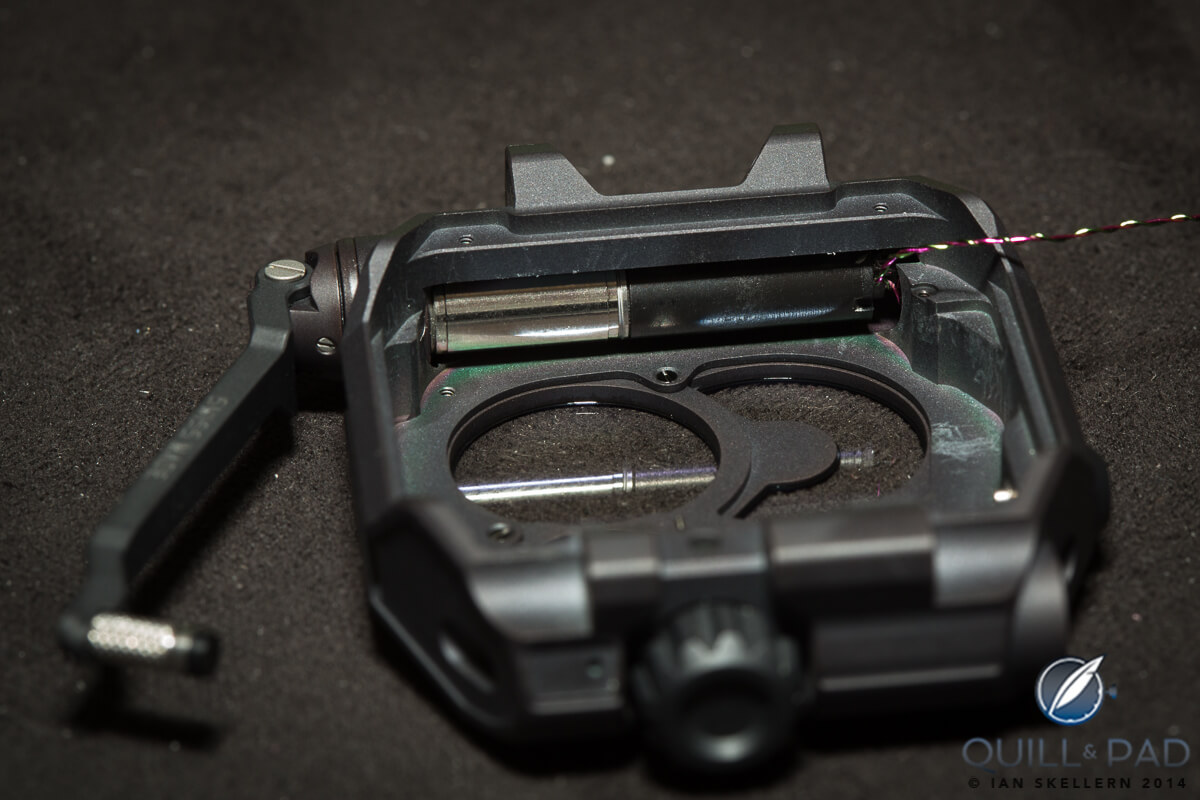 Neatly set into the end of the case is the Maxon generator. The wires lead to a super capacitor set into the other end of the case