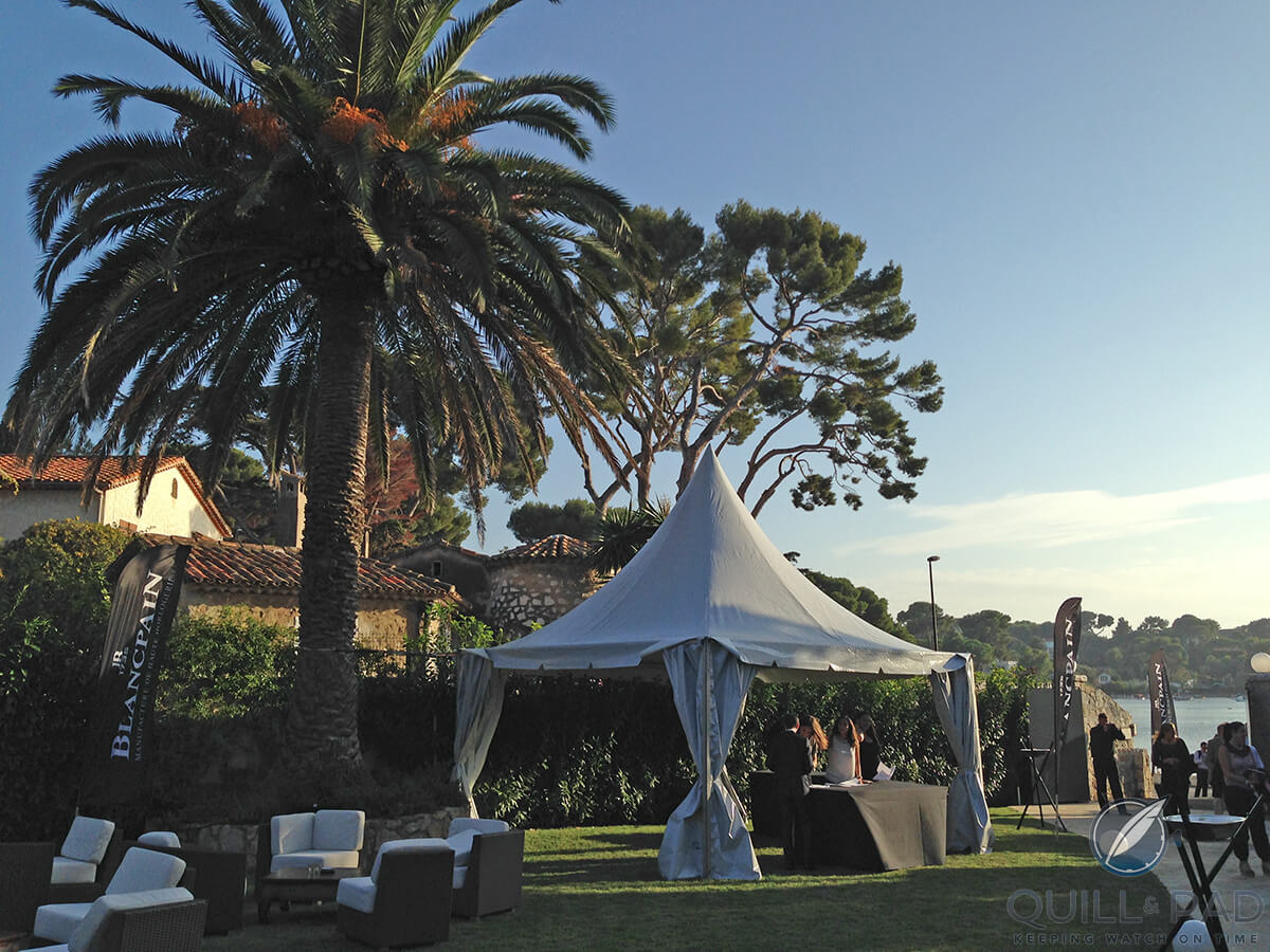 In the gardens of the Hayek summer home on France's Côte d’Azur