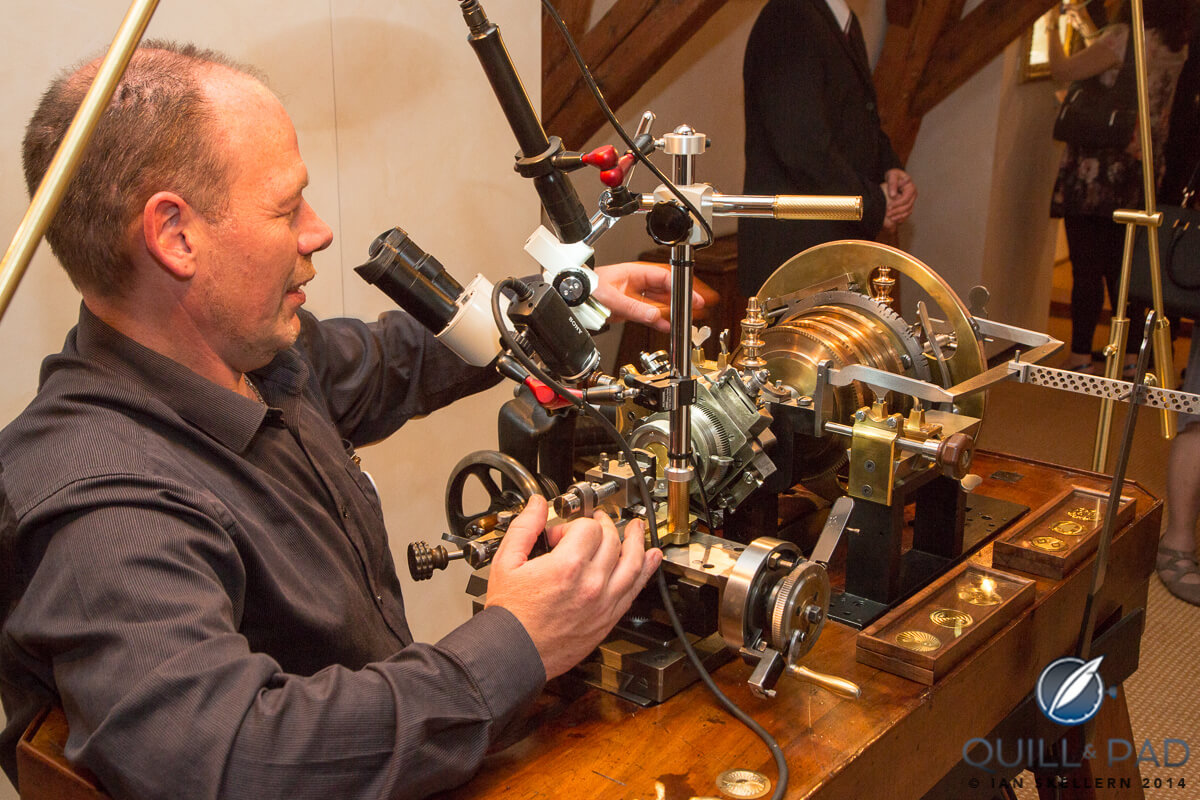 Guilloche demonstration at Patek Philippe's 175th anniversary celebration
