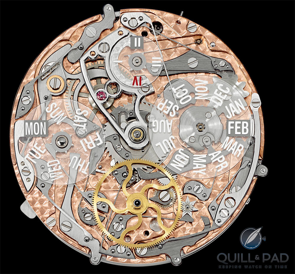 Dial side of the Caliber R 27 PS QR LU inside the Patek Philippe 5304R