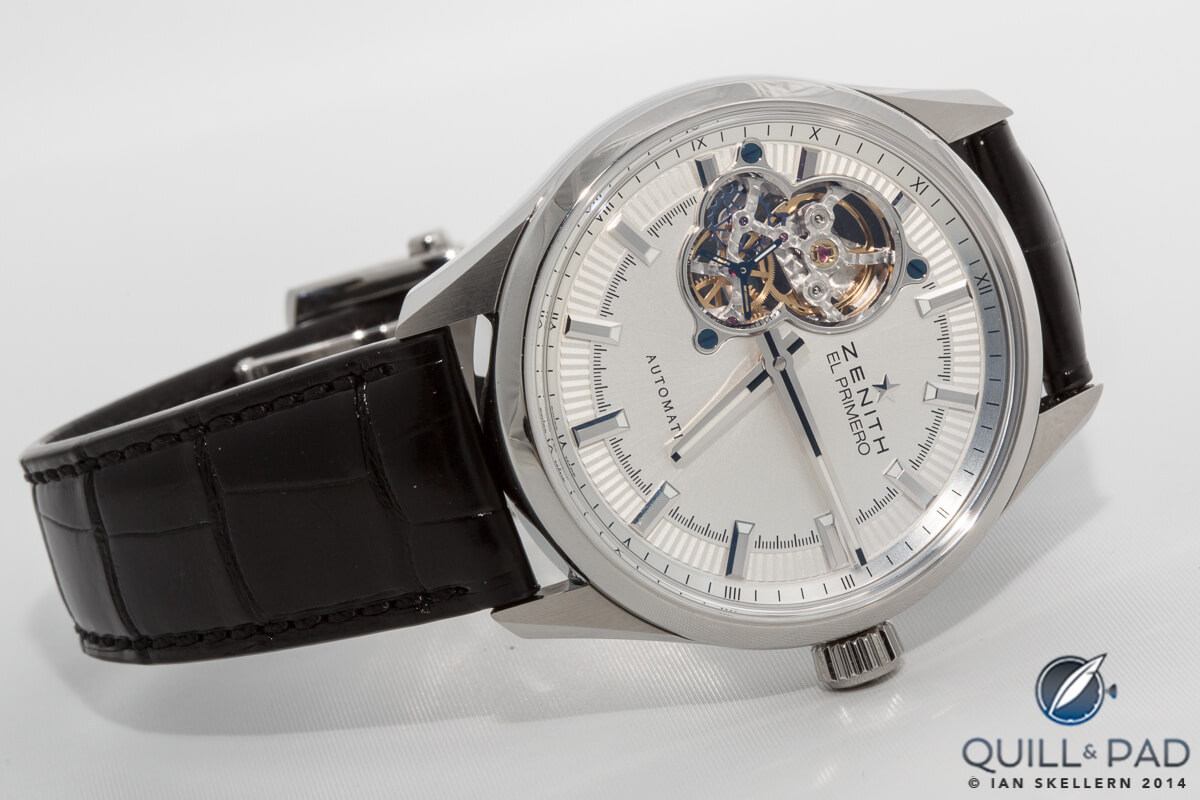 Zenith El Primero Synopsis (note that the model entered has red gold hands and indexes)