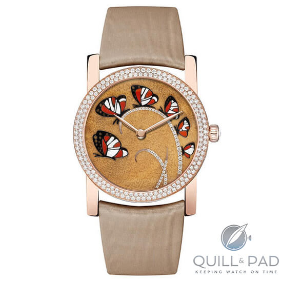 Butterflies flying across the dial of the Chaumet Attrape-Moi… Si Tu M'aimes (catch me . . . if you love me)