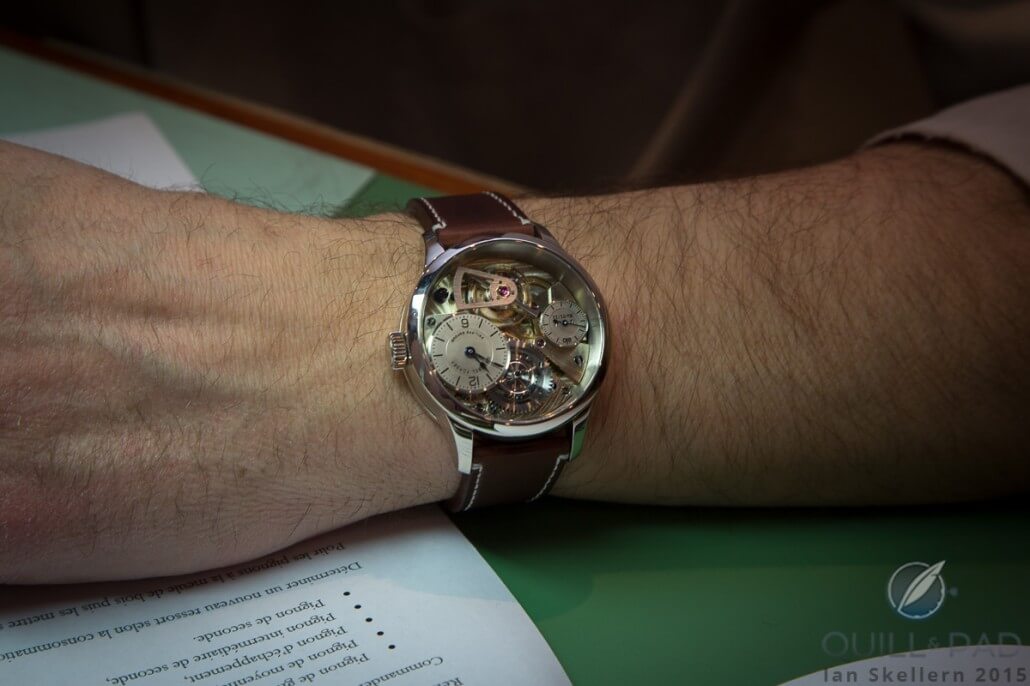 Prototype Le Garde Temps timepiece on the wrist