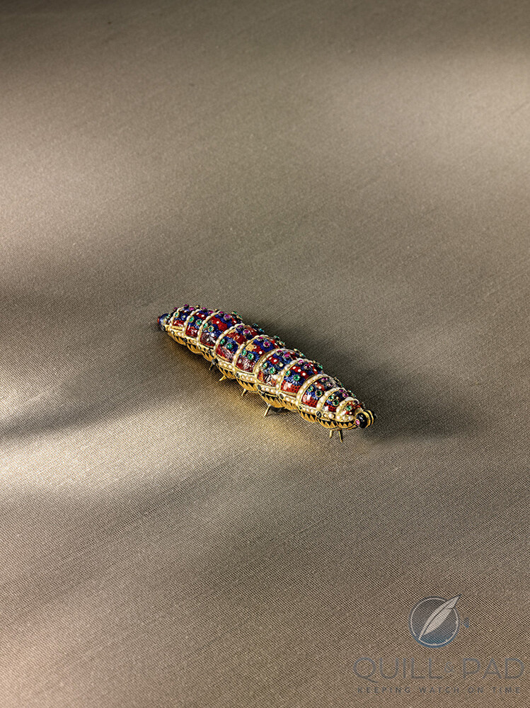 A rare gold, jewel- and pearl-set caterpillar automaton circa 1815, attributed to Henri Maillardet