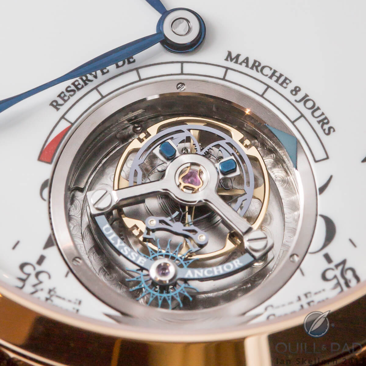 A close look at the tourbillon and escapement of the Ulysse Nardin Anchor Tourbillon