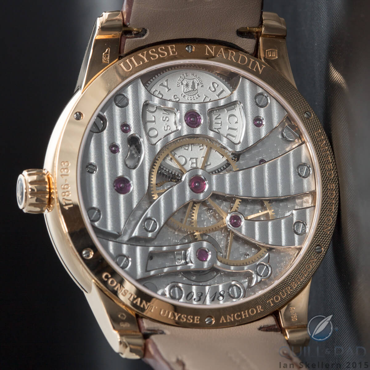 View through the display back of the Ulysse Nardin Anchor Tourbillon