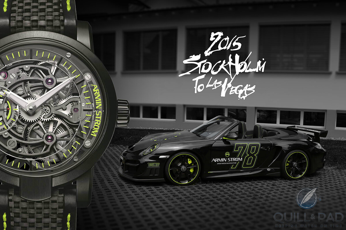 The Armin Strom Porsche driven by Serge Michel and Claude Greisler in the 2015 Gumball 3000