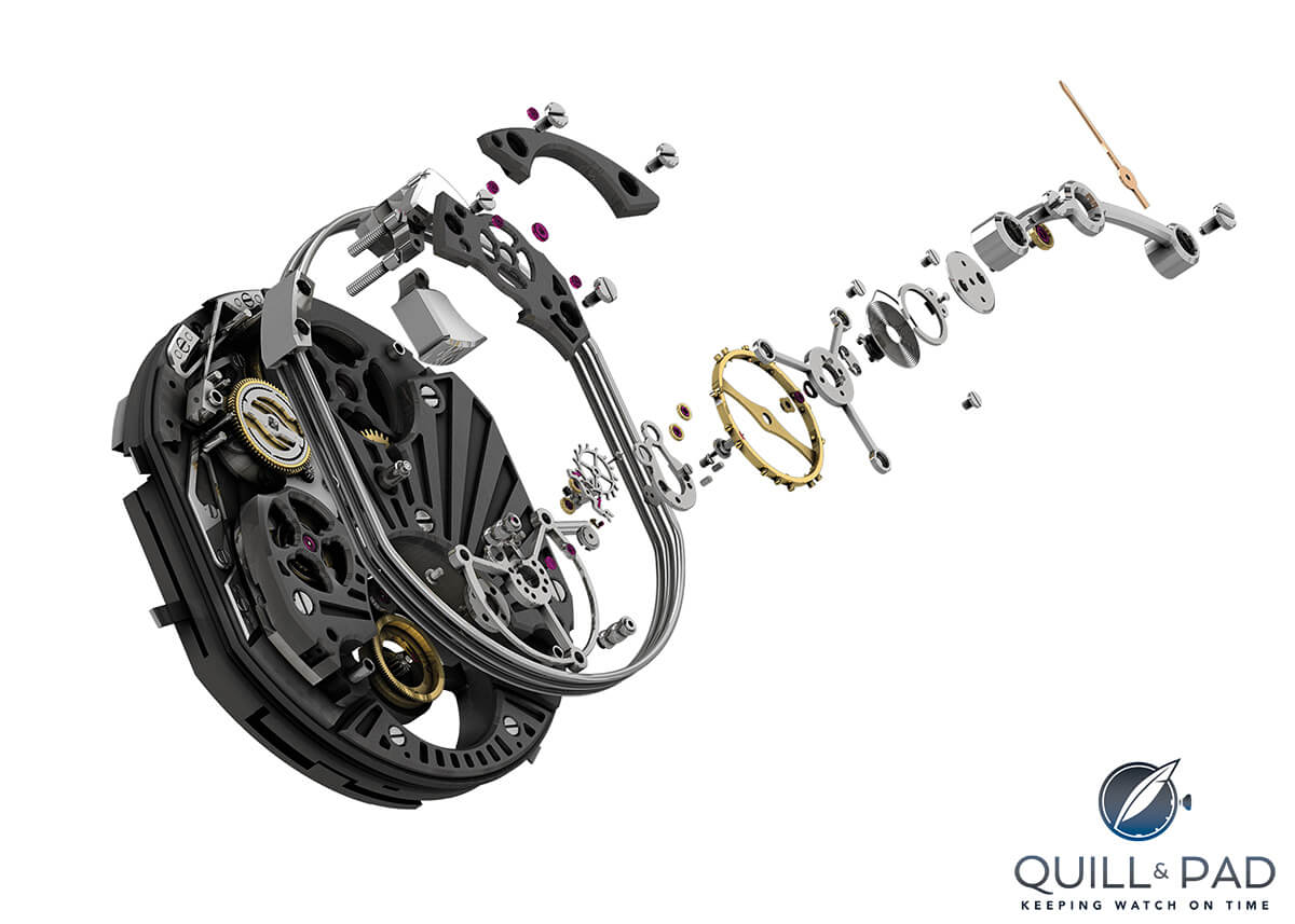Exploded view of the Bulgari Carillon Tourbillon