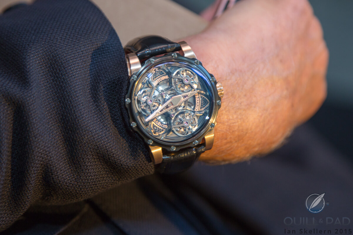 Tourbillon of Tourbillons on the wrist of its creator, Antoine Preziuso