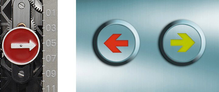The arrow indicators on the Jean Dunand Palace were inspired by elevator floor displays seen in Art Deco hotels