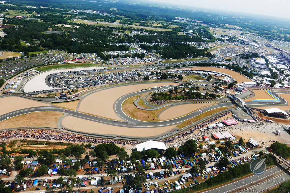 An aerial view of the Le Mans Sarthe Circuit (helicopter rides courtesy of Chopard)