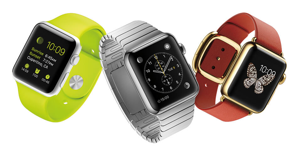Three variations of the Apple Watch, which was awarded a Best of the Best prize at the 2015 Red Dot