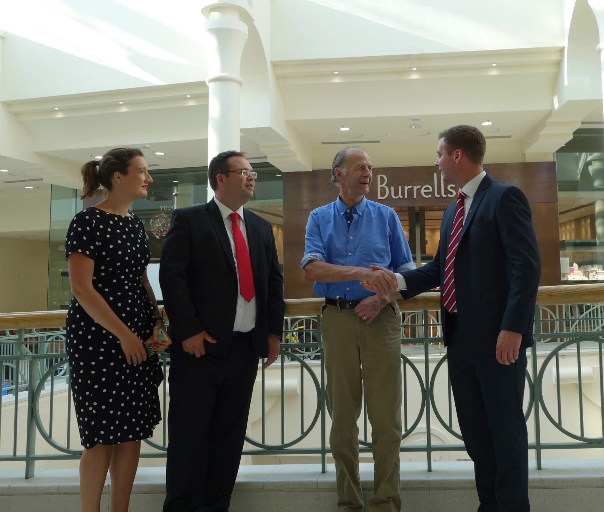 Sir Ranulph Fiennes chatting with Burrells staff