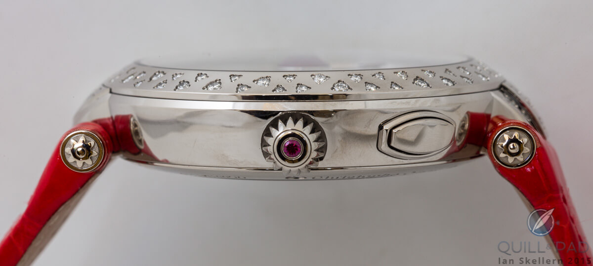 In a nice touch, Christophe Claret's Marguerite has the daisy petal motif continue through to both the cabochon-set crown and screw heads