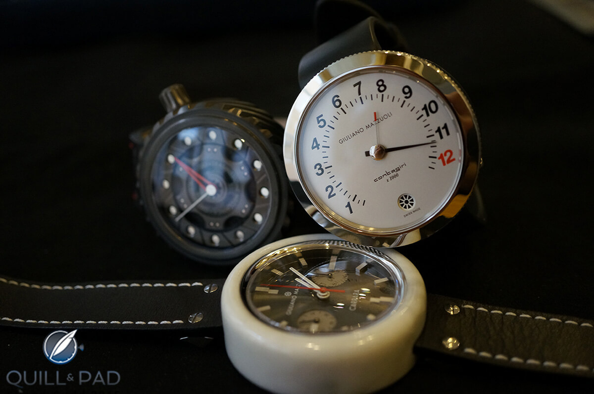 Carrara (front), Contagiri (left), and Trasmissione Meccanica by Giuliano Mazzuoli