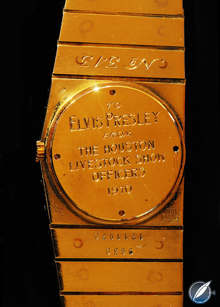 Engraved back of Elvis Presley's Rolex King Midas (photo courtesy Jake's Rolex World)