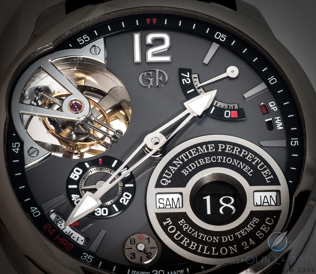 Dial close up of the Greubel Forsey Quantième Perpétuel à Équation