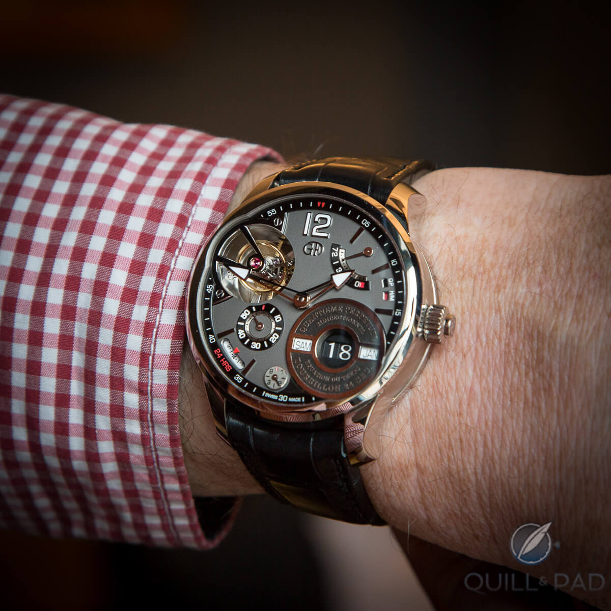 Greubel Forsey Quantième Perpétuel à Équation on the wrist of Stephen Forsey