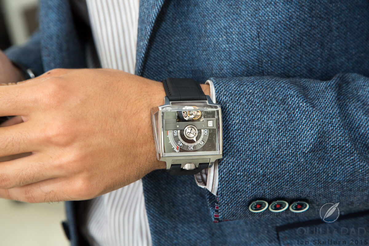 Hautlence Vortex on the wrist (wrist courtesy Eduard Osipov from Watch Anish)