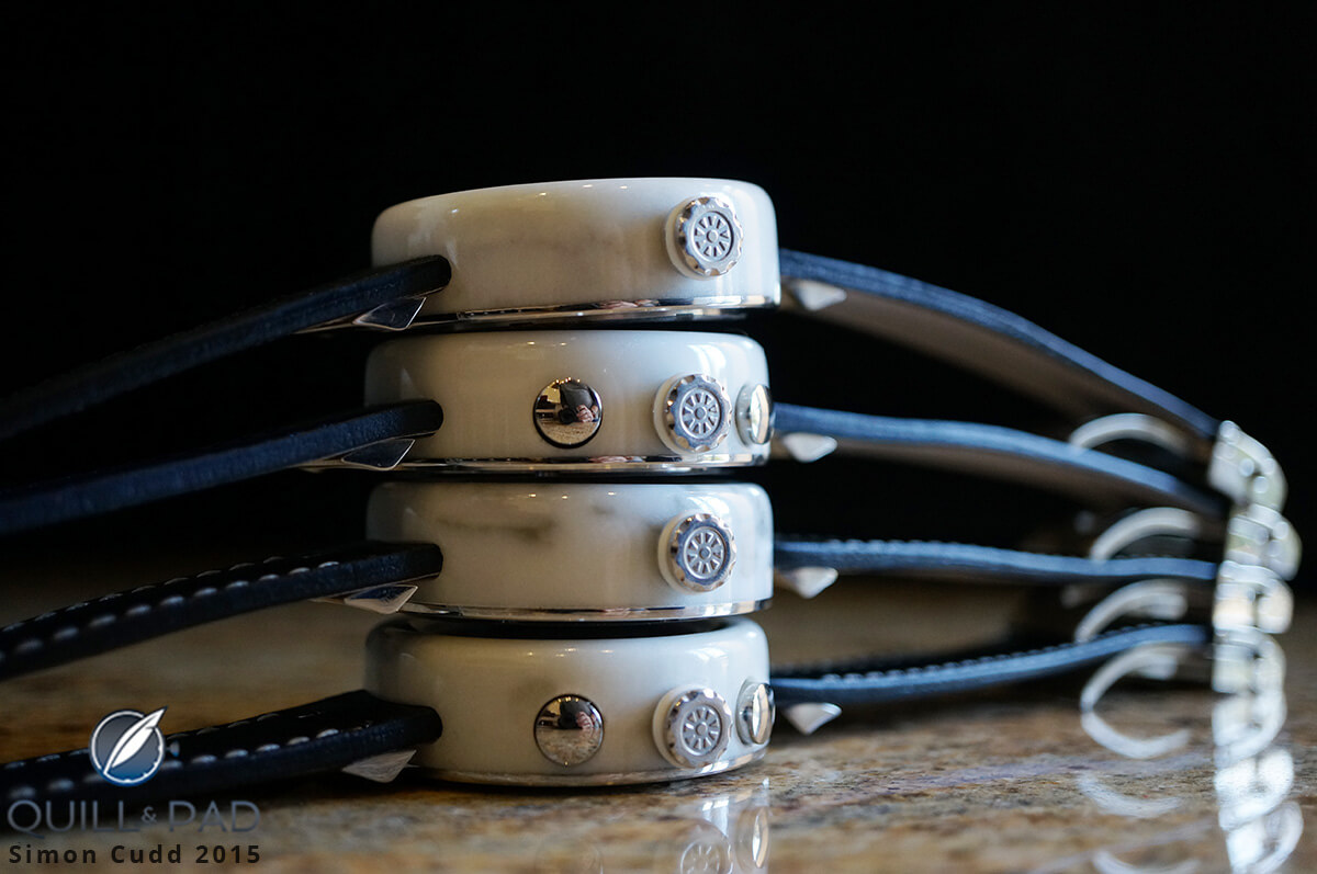 A stack of marble-encased Carrara models by Giuliano Mazzuoli