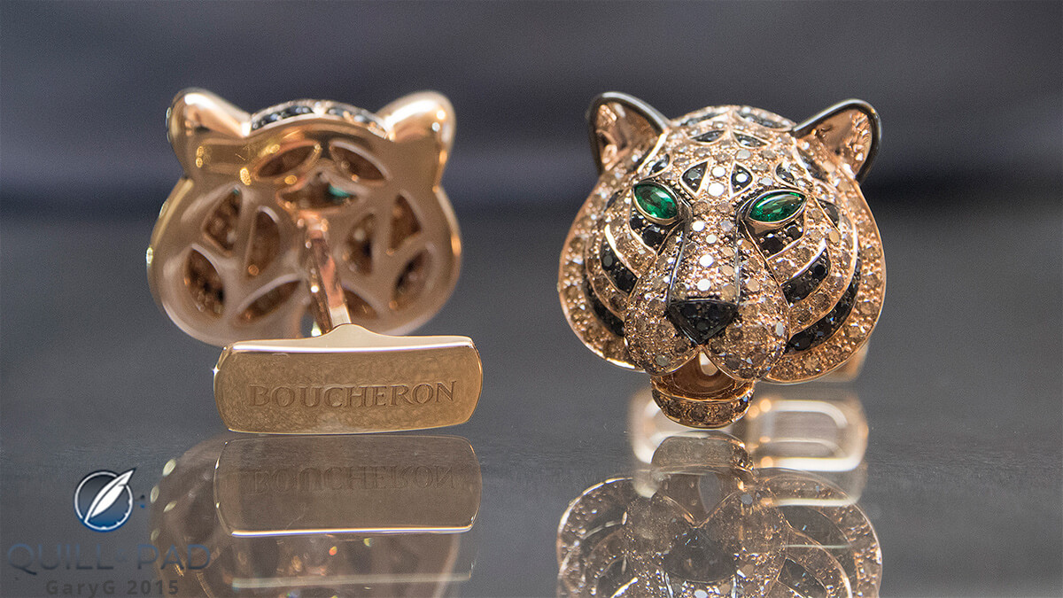 Bespoke tiger cufflinks by Boucheron