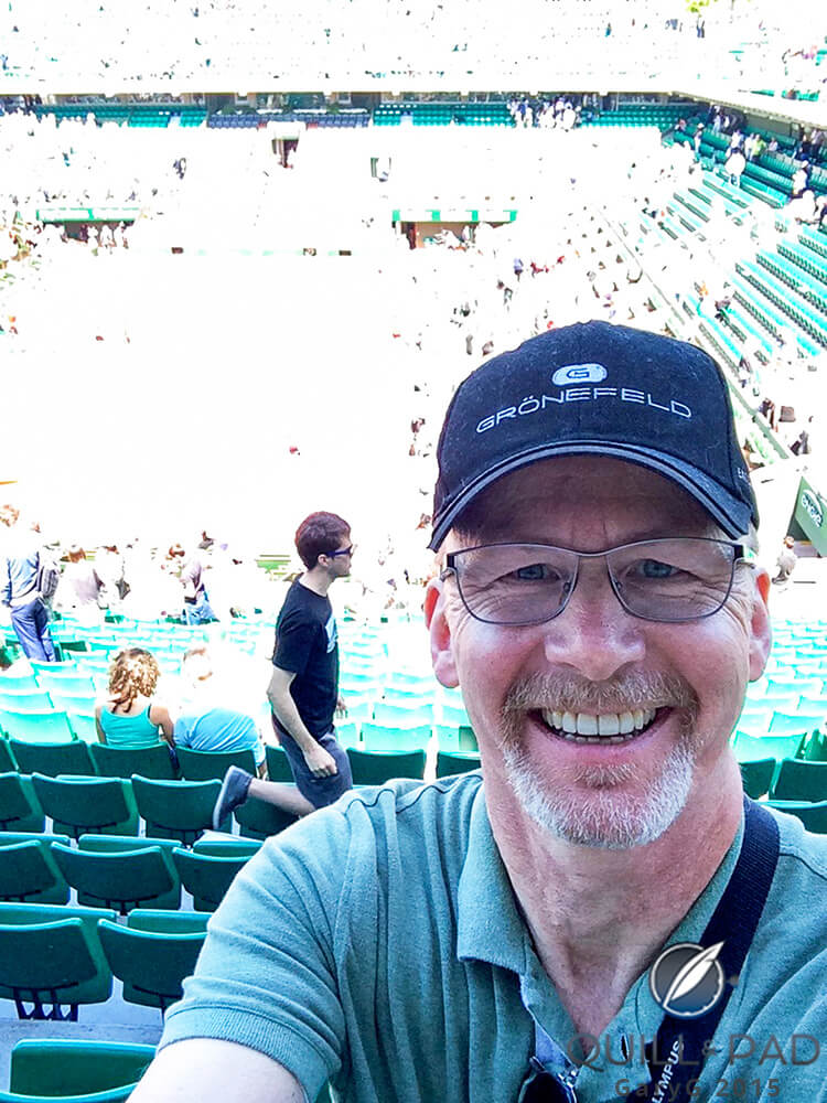 Not a selfie, but a Grönie: GaryG carrying the flag for the horological brothers Grönefeld at Roland Garros