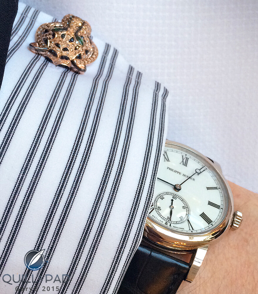 Parting shot: Boucheron bespoke tiger cufflink and Philippe Dufour Simplicity
