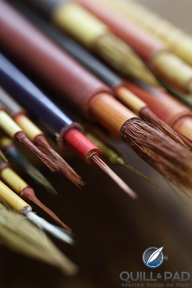 Brushes use to paint the ermès Koma Kurabe dials