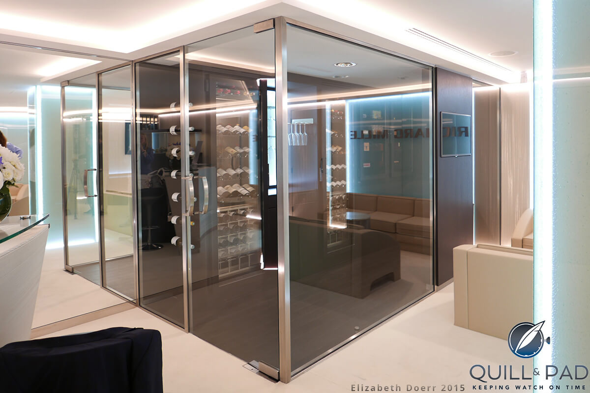 The new Richard Mille boutique in Paris includes a walk-in humidor stocked with several champagnes handpicked by Mille